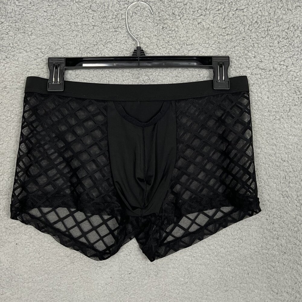 Sexy Men LG  Underwear Sheer Mesh Boxer Brief See Through Shorts Bikini Trunks